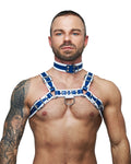 Mister B Leather Circuit Halsband Blau-Weiß