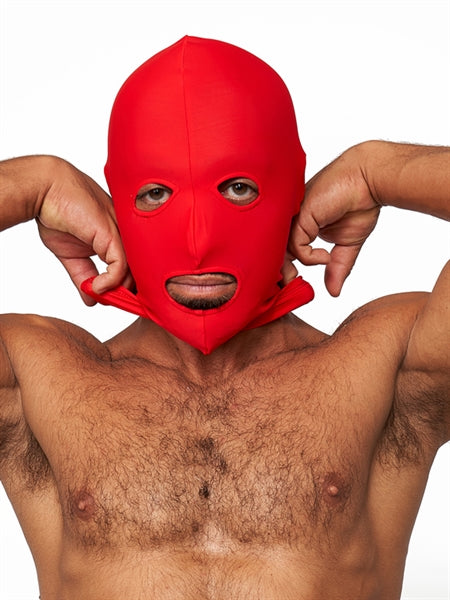 Mister B Lycra Hood Eyes and Mouth Open Red
