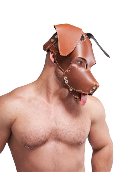 Mister B Leather Floppy Dog Hood Stitched – Brown