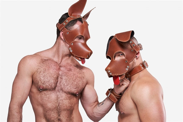 Mister B Leather Floppy Dog Hood Stitched – Brown