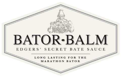 Logo for Bator Balm with text and emblem on a white background
