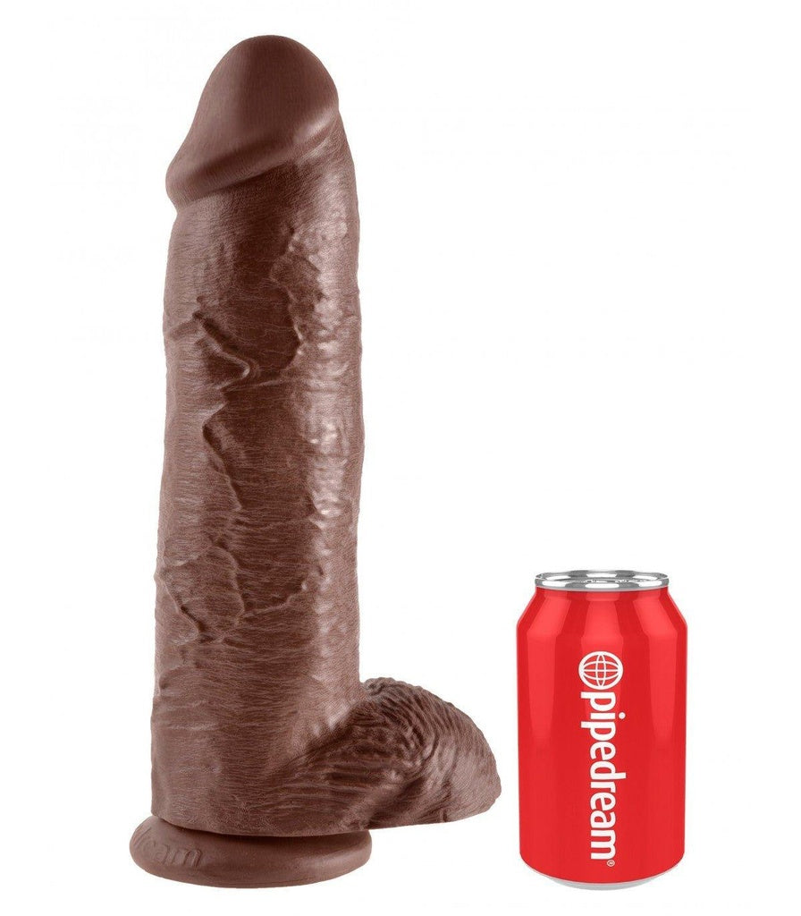12" COCK Z JĄDRAMI BRĄZOWY