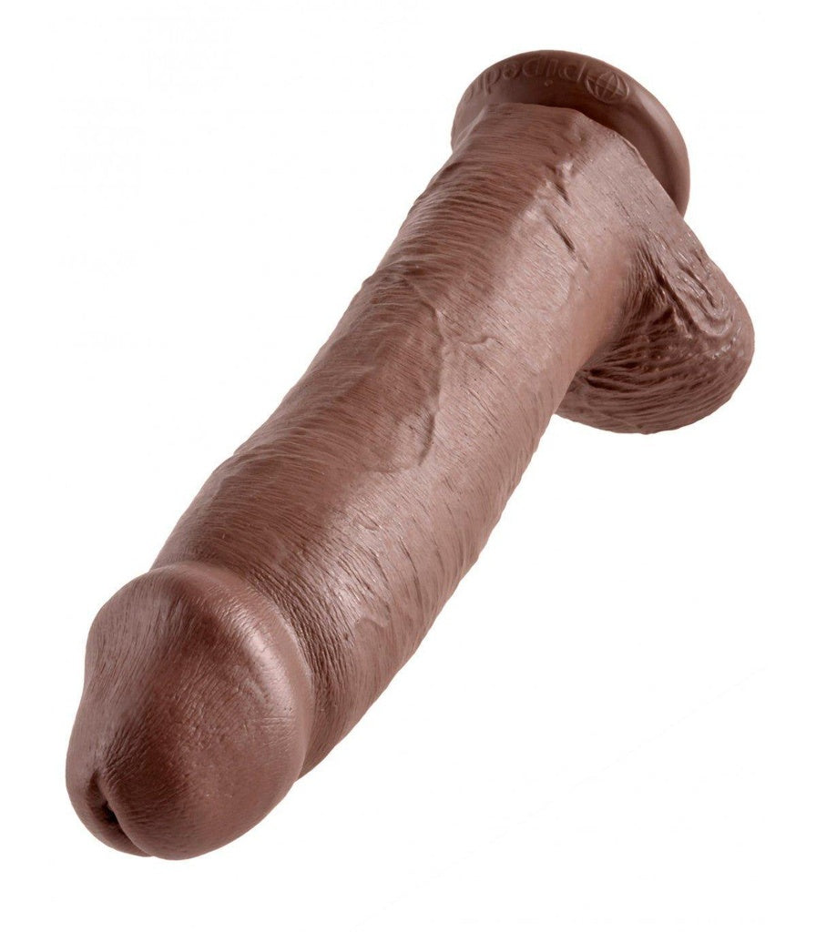 12" COCK Z JĄDRAMI BRĄZOWY