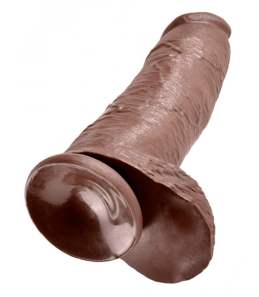 12" COCK Z JĄDRAMI BRĄZOWY
