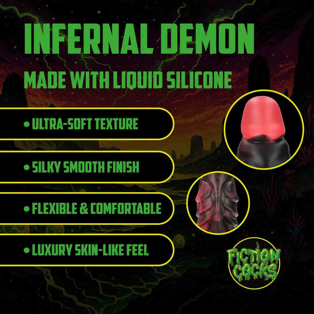 Infernal Demon - Silicone Dildo - Red/Black SHOTS