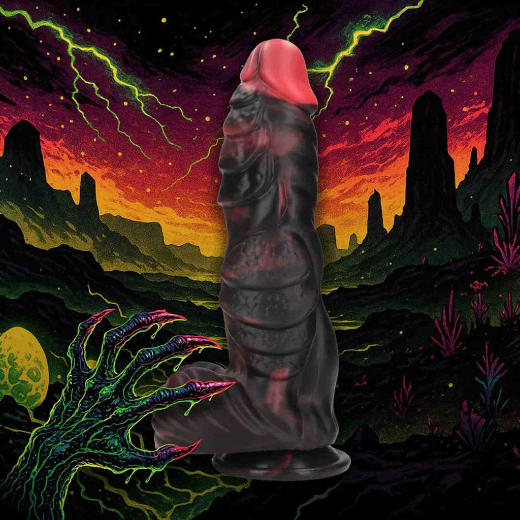 Infernal Demon - Silicone Dildo - Red/Black SHOTS