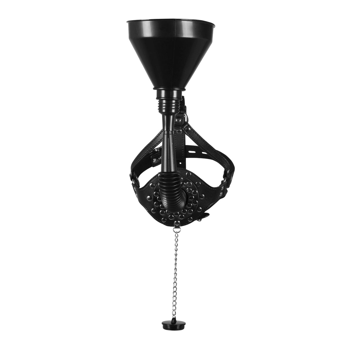 Ouch! Open Mouth Gag Head Harness with Funnel - Black Ouch!