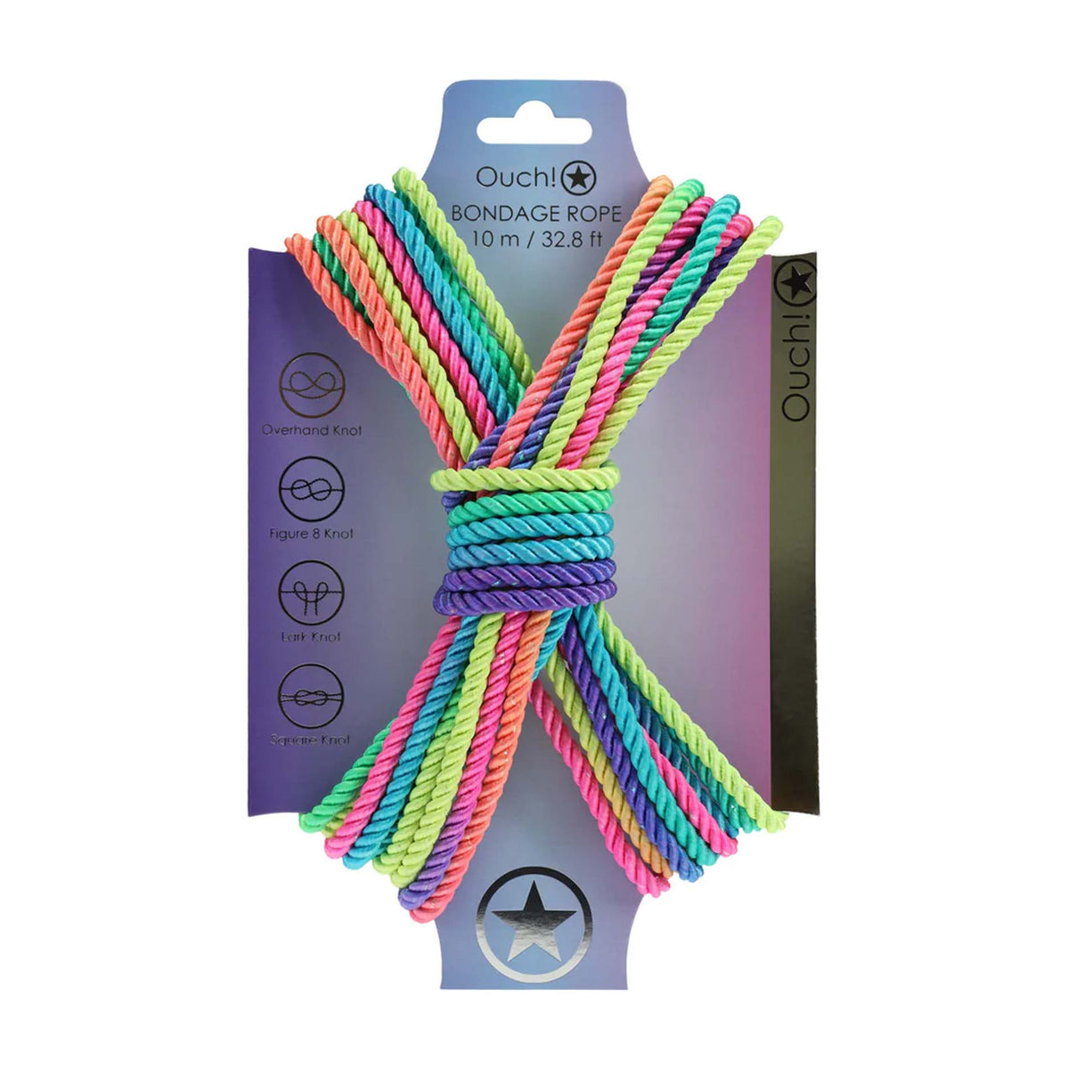 Ouch! Polyester Bondage Rope 10 m / 32.8 ft - Multicolor Bright Ouch!
