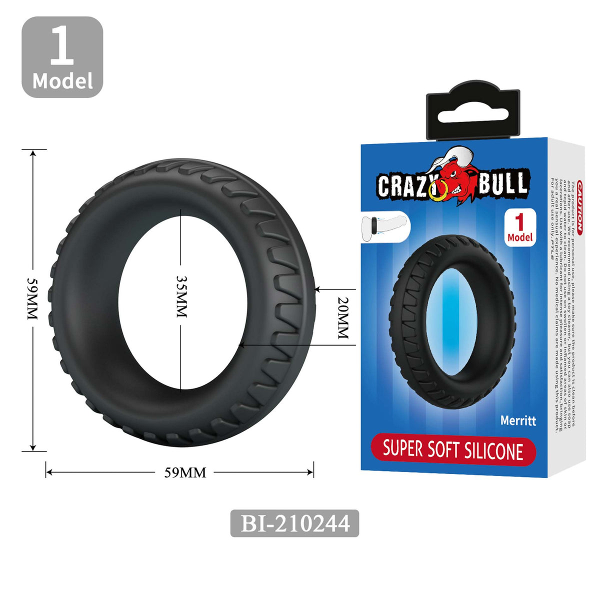 Crazy Bull Soft Silicone Cock Ring, High Elasticity Crazy Bull